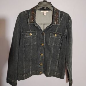 JM Collection Embroidered Denim Jacket